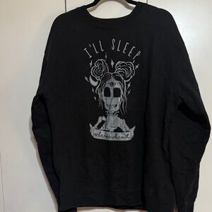 Black Graphic Sweatshirt “I’ll Sleep when I’m Dead” Skull Design